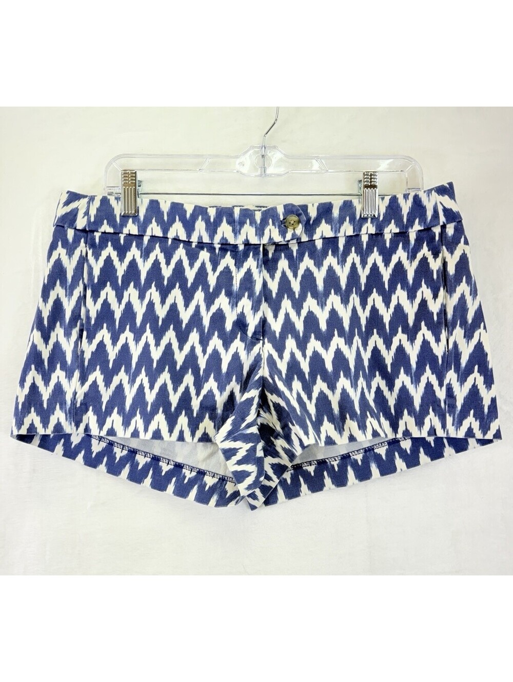 J Crew Chino Shorts Women 10 Blue Ikat Print 3”